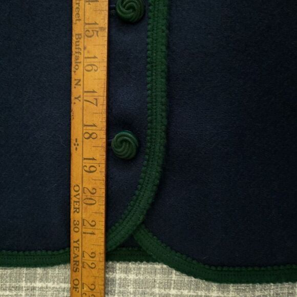 Vintage Pendleton 100% Wool Short Jacket Navy with Green Trim Blazer Size 12 - Picture 8 of 14